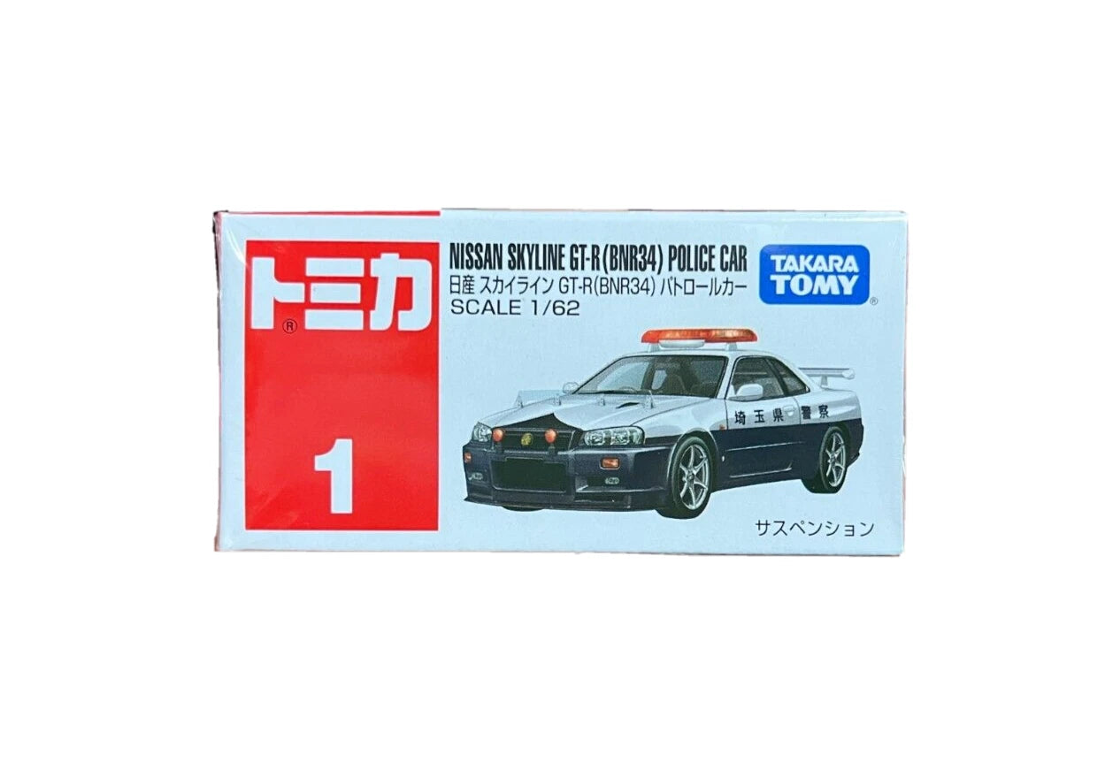 Takara Tomy Tomica No. 1 Nissan Skyline GT-R (BNR34) Police Car 1/62 Scale