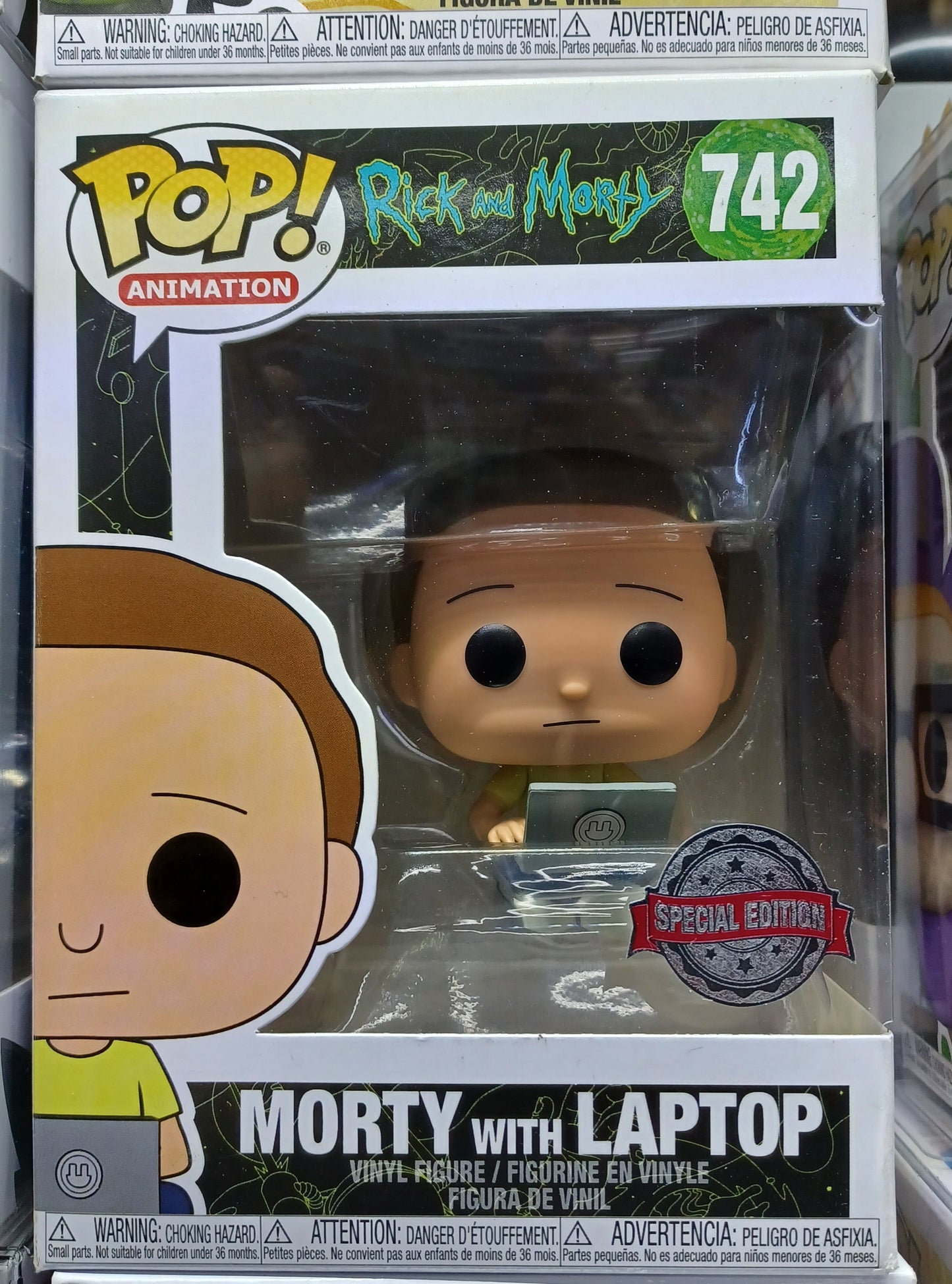 Funko pop morty with laptop