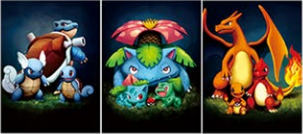 Poster Pokemon Squirtle/Bulbasaur/Charmander Evolution