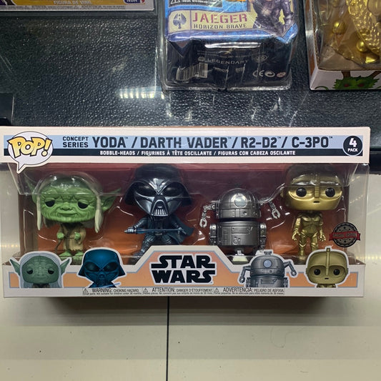 Funko pop Star wars Yoda/Darth vader/R2D2/C-3PO 4 PACK