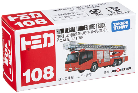 Takara Tomy  Tomica No. 108 Hino Aerial Ladder Fire Truck Scale 1/139