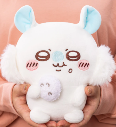Chiikawa Plush Smiley Momonga Eating Onigiri
