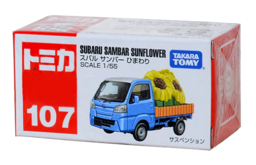 Takara Tomy  Tomica No. 107 Subaru Sambar Sunflower 1/55 Scale