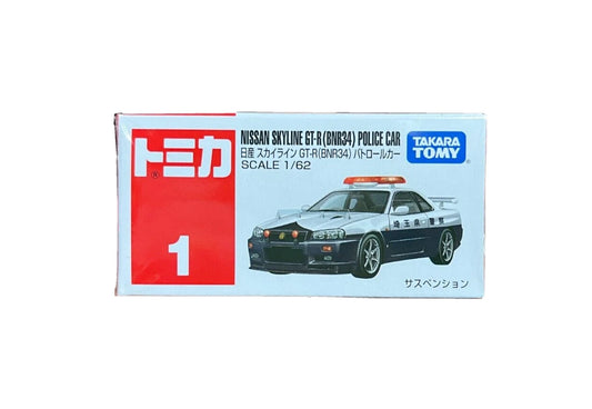 Takara Tomy Tomica No. 1 Nissan Skyline GT-R (BNR34) Police Car 1/62 Scale